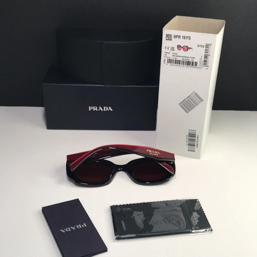 New Authentic Prada PR16YS 1AB06Q Black and Pink Women's Sunglasses